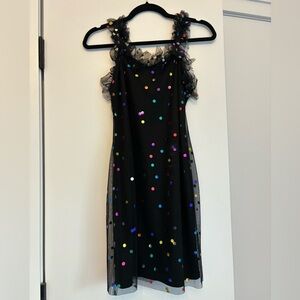 Staud mini dress with multicolored metallic polka dots